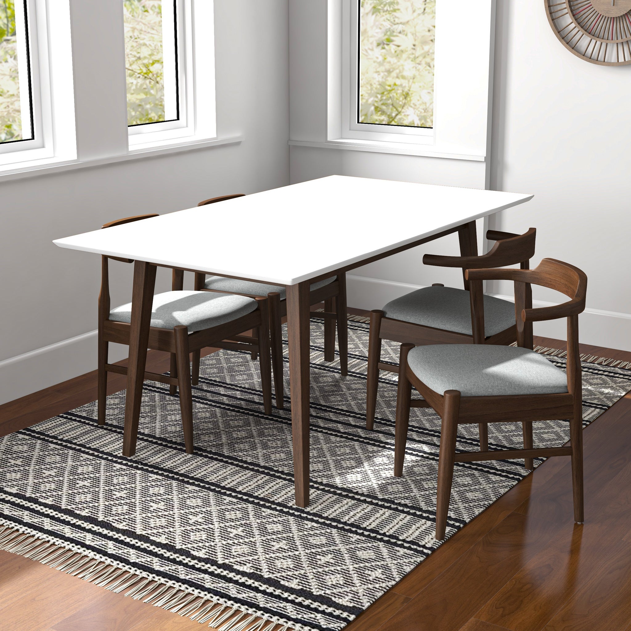 Four grey dining discount chairs