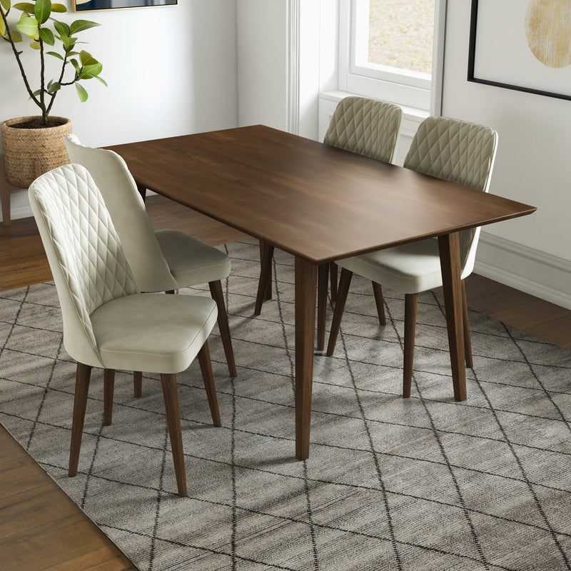 Adira Large Dining Set - 4 Evette Beige Velvet  Chairs | MidinMod | TX | Best Furniture stores in Houston