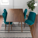 Adira Large Dining Set - 4 Evette Teal Velvet Chairs | MidinMod | TX | Best Furniture stores in Houston