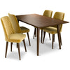 Adira Large Dining Set - 4 Evette Gold Velvet Chairs | MidinMod | TX | Best Furniture stores in Houston