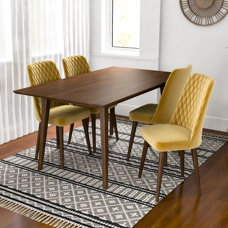 Adira Large Dining Set - 4 Evette Gold Velvet Chairs | MidinMod | TX | Best Furniture stores in Houston