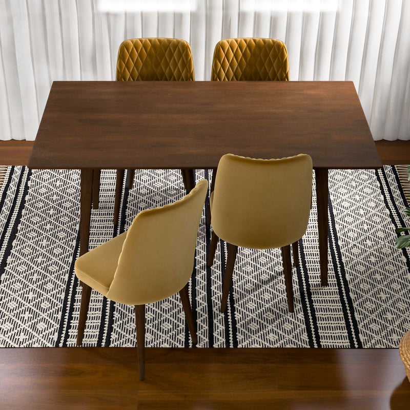 Adira Large Dining Set - 4 Evette Gold Velvet Chairs | MidinMod | TX | Best Furniture stores in Houston