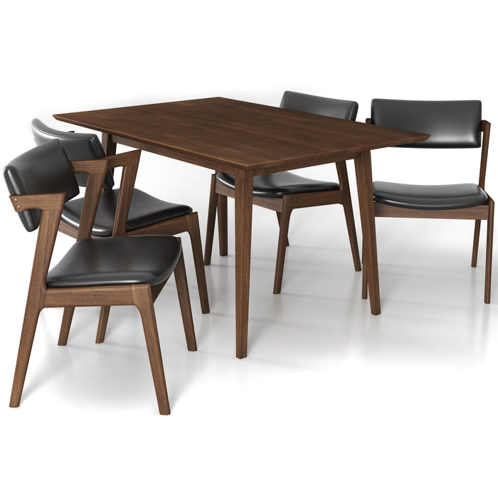 Adira Small Walnut Dining Set - 4 Ricco Black Leather Chairs | MidinMod | TX | Best Furniture stores in Houston