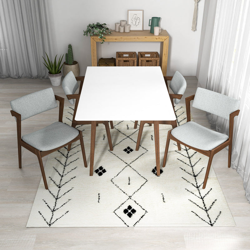 Adira Small White Top Dining Set - 4 Ricco Light Grey Chairs | MidinMod | TX | Best Furniture stores in Houston
