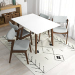 Adira Small White Top Dining Set - 4 Ricco Light Grey Chairs | MidinMod | TX | Best Furniture stores in Houston