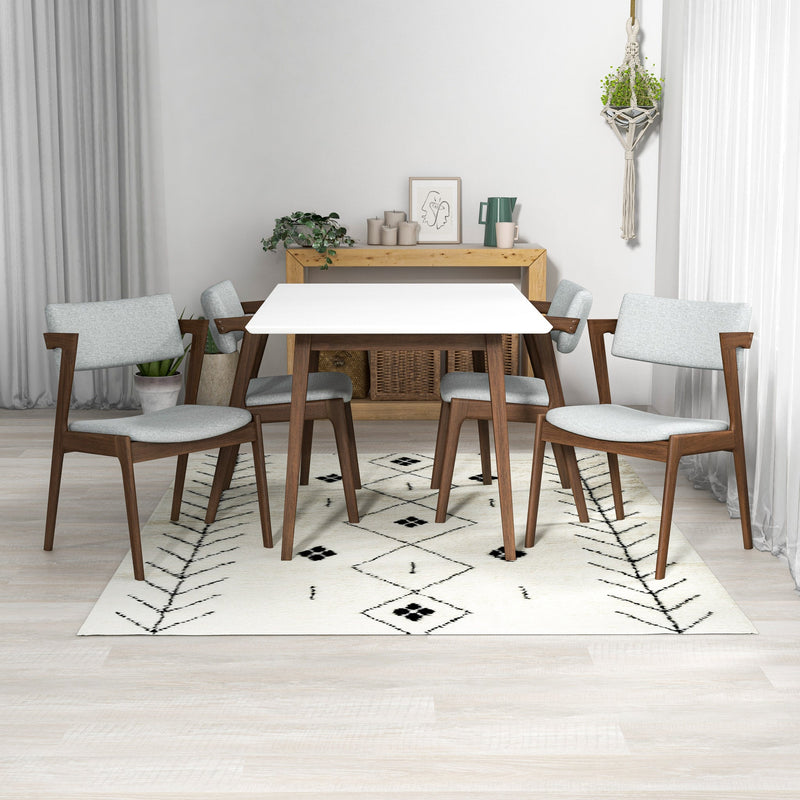 Adira Small White Top Dining Set - 4 Ricco Light Grey Chairs | MidinMod | TX | Best Furniture stores in Houston
