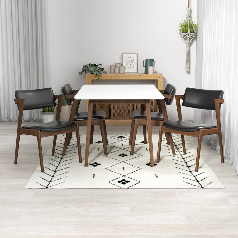 Adira Small White Top Dining Set - 4 Ricco Black Leather Chairs | MidinMod | TX | Best Furniture stores in Houston