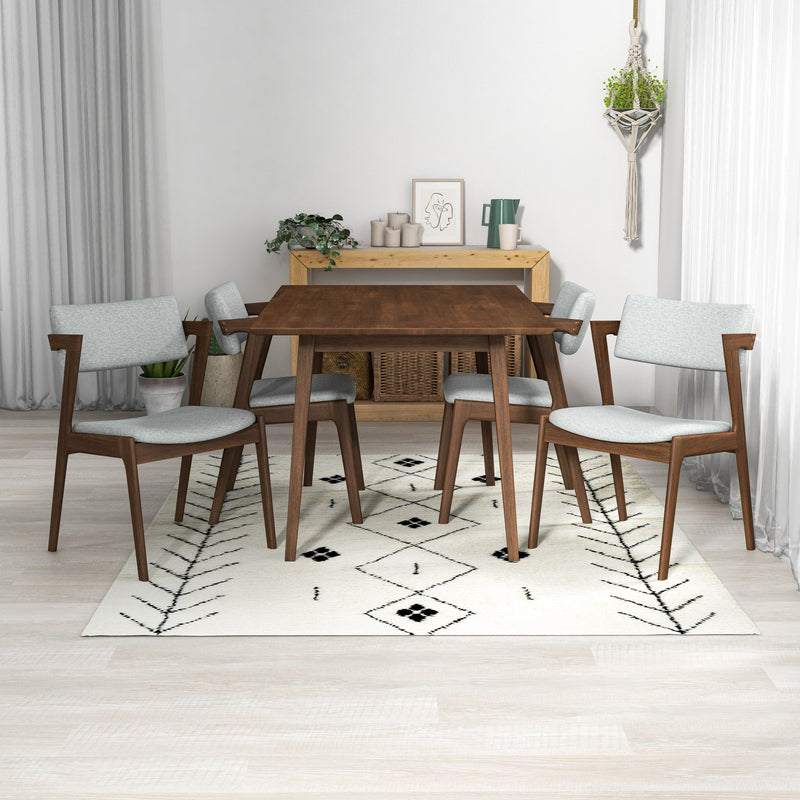 Adira Small Walnut Dining Set - 4 Ricco Light Grey Chairs | MidinMod | TX | Best Furniture stores in Houston