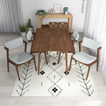 Adira Small Walnut Dining Set - 4 Ricco Light Grey Chairs | MidinMod | TX | Best Furniture stores in Houston