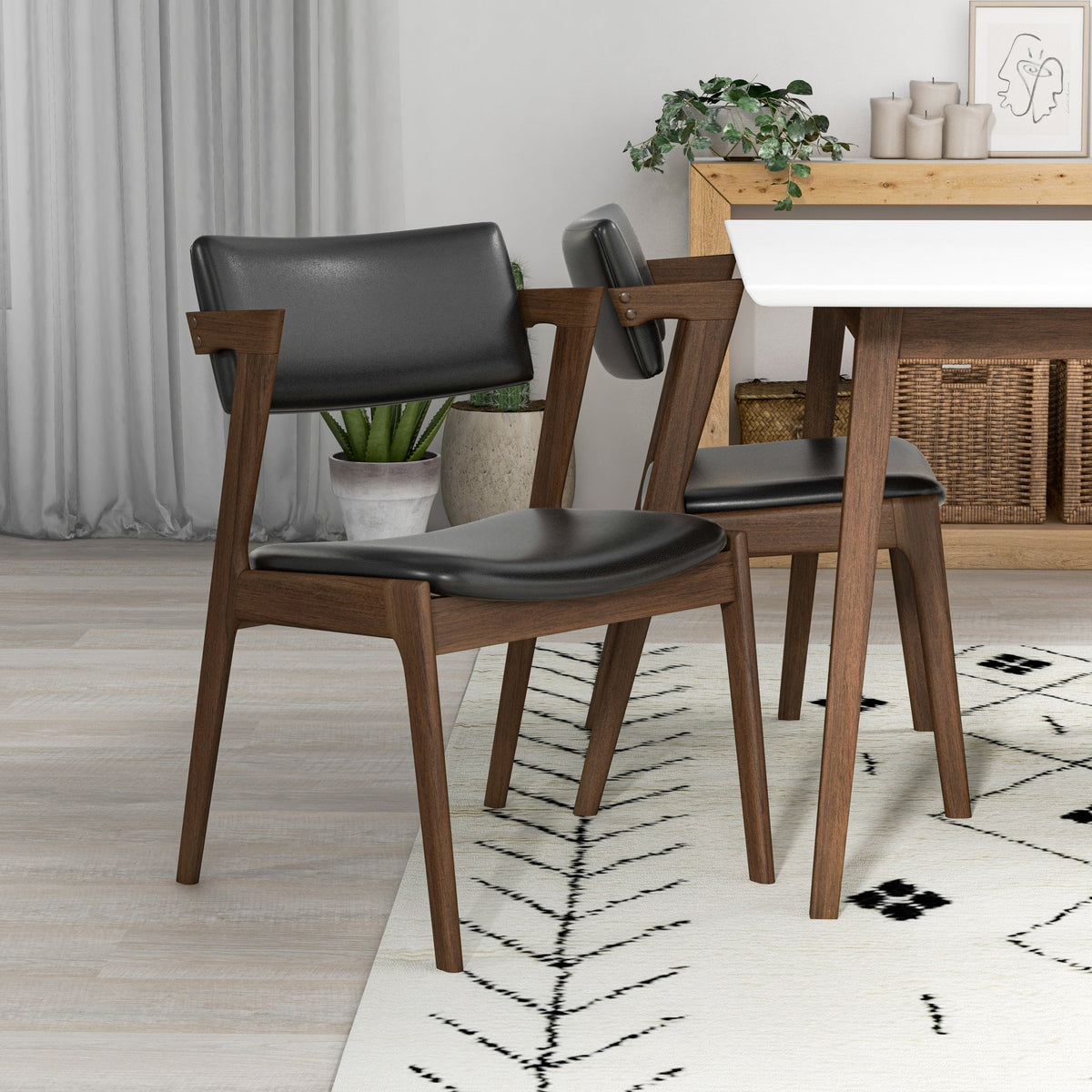 Adira Small White Top Dining Set - 4 Ricco Black Leather Chairs | MidinMod | TX | Best Furniture stores in Houston