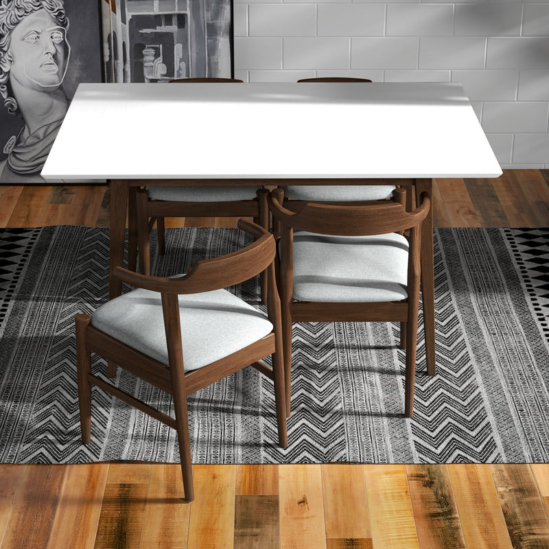 Alpine Small White Top Dining Set -  4 Sterling Grey Chairs | MidinMod | TX | Best Furniture stores in Houston