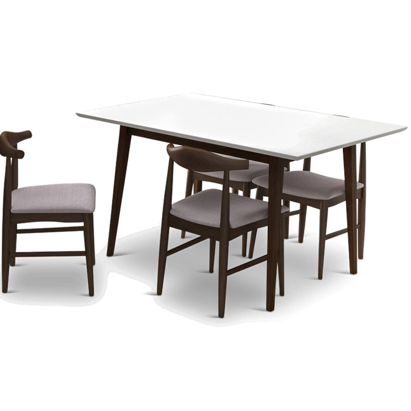 Adira Small White Top Dining Set - 4 Winston Beige Chairs | MidinMod | TX | Best Furniture stores in Houston