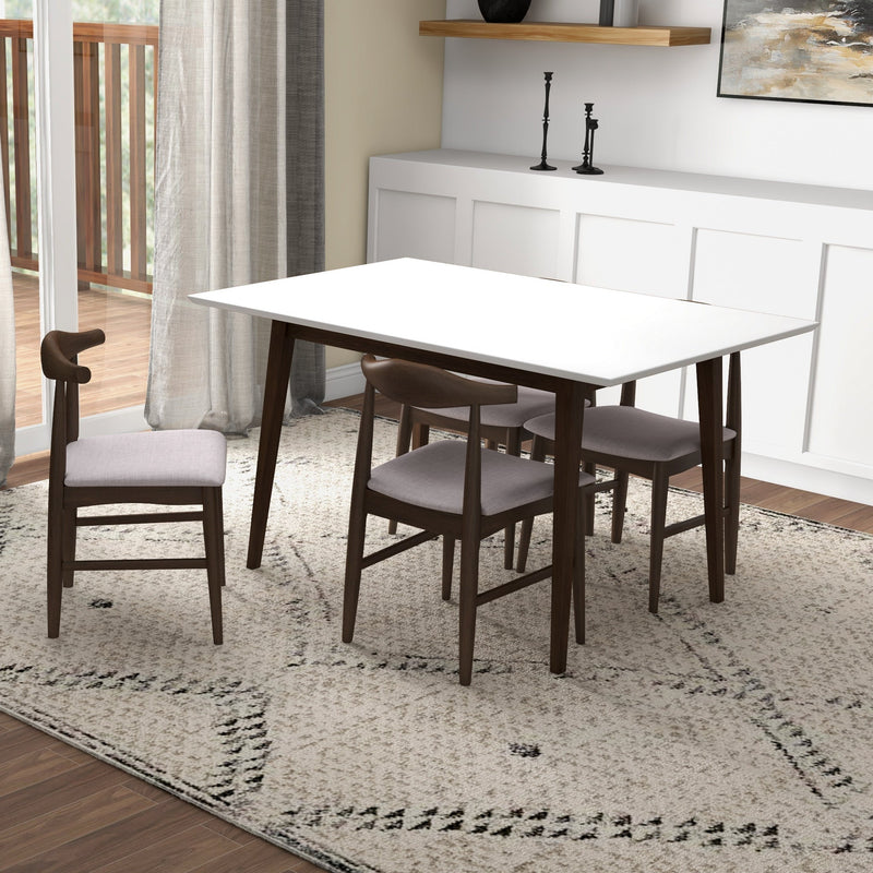 Adira Small White Top Dining Set - 4 Winston Beige Chairs | MidinMod | TX | Best Furniture stores in Houston