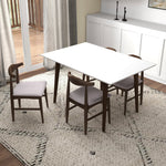 Adira Small White Top Dining Set - 4 Winston Beige Chairs | MidinMod | TX | Best Furniture stores in Houston