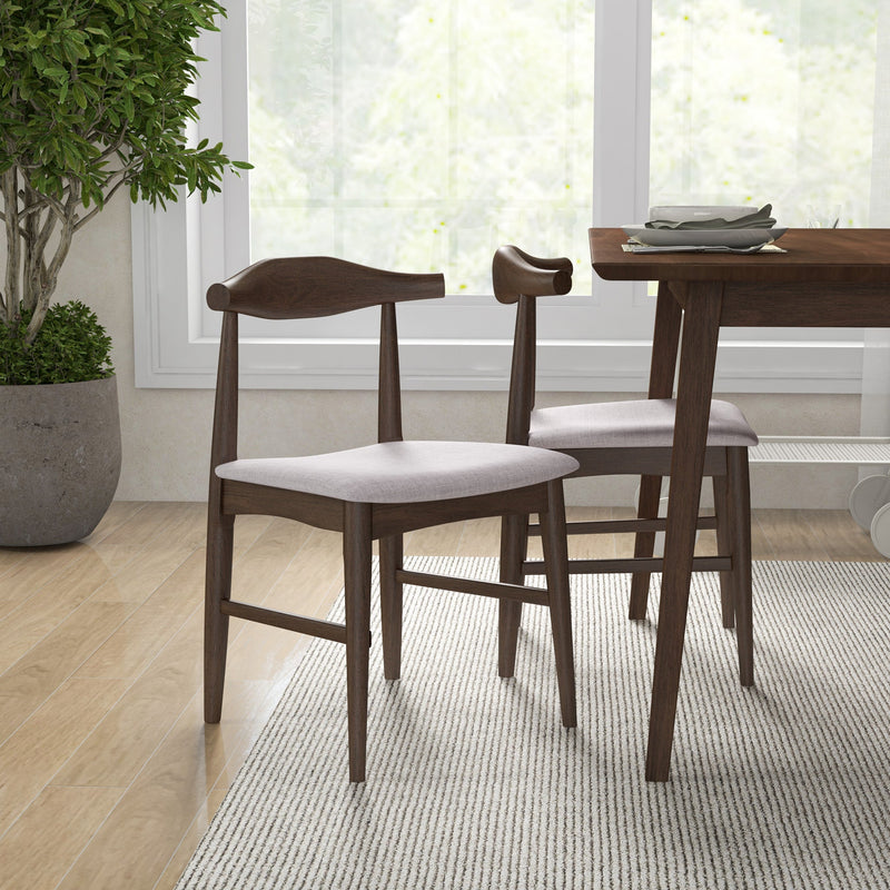 Adira Small Walnut Dining Set - 4 Winston Beige Chairs | MidinMod | TX | Best Furniture stores in Houston