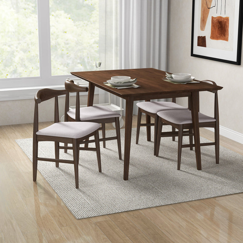 Adira Small Walnut Dining Set - 4 Winston Beige Chairs | MidinMod | TX | Best Furniture stores in Houston