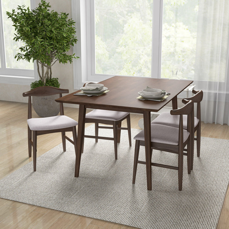 Adira Small Walnut Dining Set - 4 Winston Beige Chairs | MidinMod | TX | Best Furniture stores in Houston