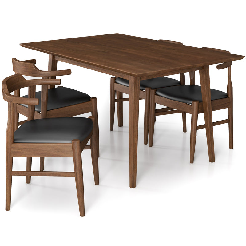 Adira Small Walnut Dining Set - 4 Zola Black Leather Chairs | MidinMod | TX | Best Furniture stores in Houston