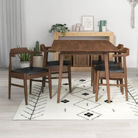 Adira Small Walnut Dining Set - 4 Zola Black Leather Chairs | MidinMod | TX | Best Furniture stores in Houston