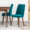 Adira Small Walnut Dining Set - 4 Evette Teal Velvet Chairs | MidinMod | TX | Best Furniture stores in Houston