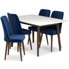 Adira Small White Dining Set - 4 Evette Blue Velvet Chairs | MidinMod | TX | Best Furniture stores in Houston