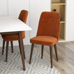 Adira Small White Dining Set - 4 Evette Burnt Orange Velvet Chairs | MidinMod | TX | Best Furniture stores in Houston