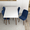 Adira Small White Dining Set - 4 Evette Blue Velvet Chairs | MidinMod | TX | Best Furniture stores in Houston