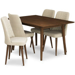 Adira Small Walnut Dining Set - 4 Evette Beige Velvet Chairs | MidinMod |TX | Best Furniture stores in Houston