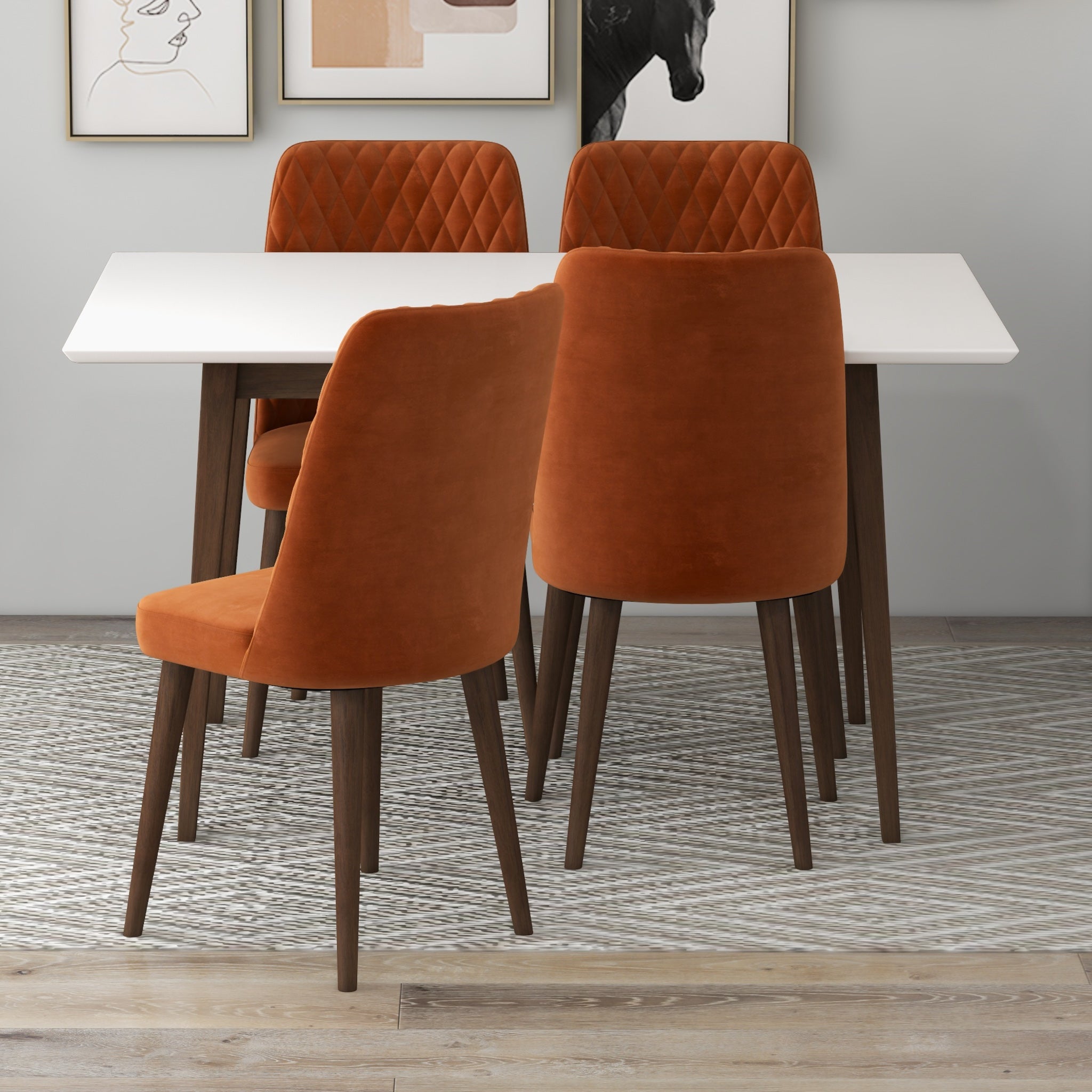 Burnt orange deals velvet dining chairs