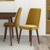 Adira Small Walnut Dining Set - 4 Evette Gold Velvet Chairs | MidinMod | TX | Best Furniture stores in Houston
