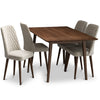 Alpine Small Walnut Dining Set - 4 Evette Beige Velvet Chairs | MidinMod | TX | Best Furniture stores in Houston