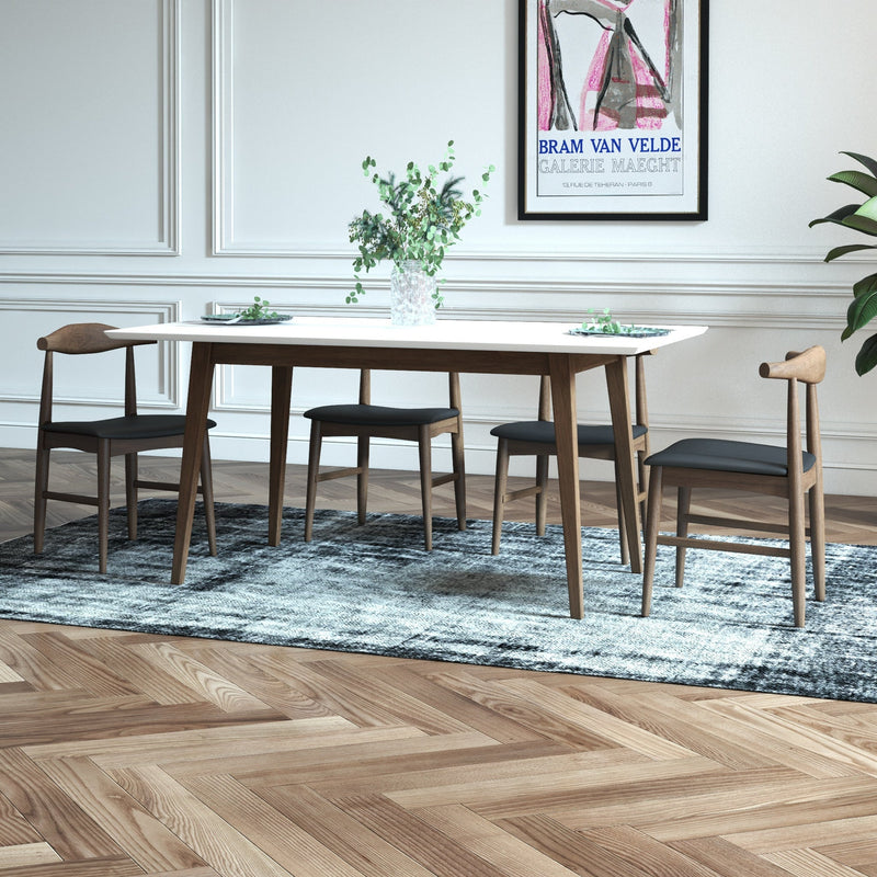 Adira Small White Dining Set - 4 Winston Black Leather Chairs | MidinMod |  TX | Best Furniture stores in Houston