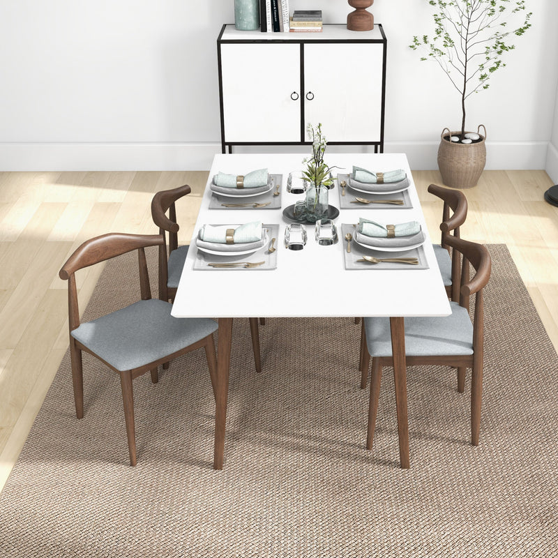 Large Adira Dining set with 4 Juliet Fabric Dining Chairs (White) | Mid in Mod | Houston TX | Best Furniture stores in Houston