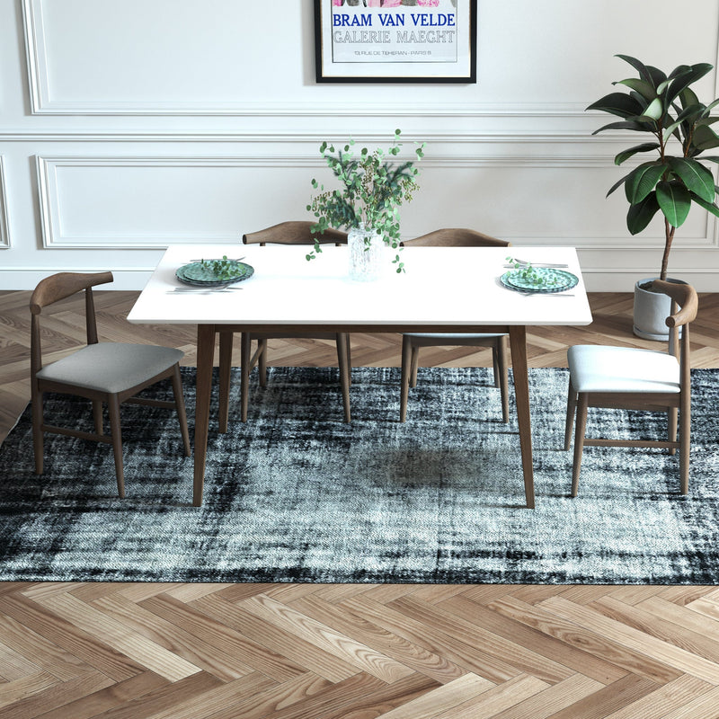 Adira Large White  Dining Set - 4 Winston Grey Chairs | MidinMod | TX | Best Furniture stores in Houston
