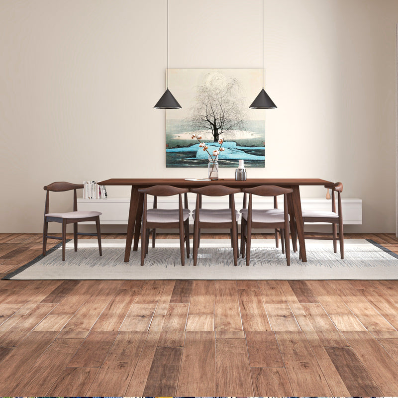Adira XLarge Walnut Dining Set | 8 Winston Beige Dining Chairs | Houston TX | Best Furniture stores in Houston