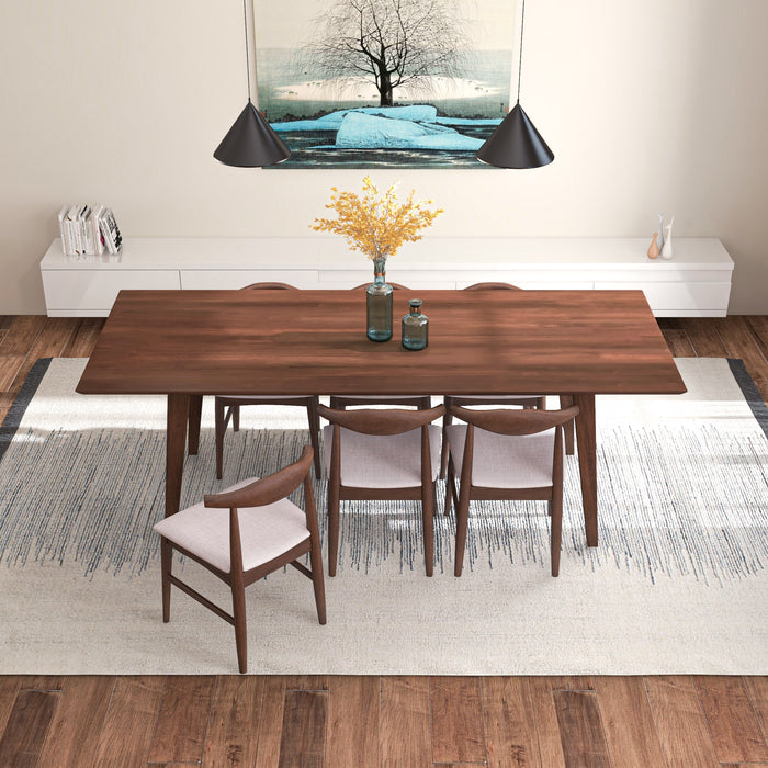 Adira XLarge Walnut Dining Set | 6 Winston Beige Dining Chairs | Houston TX | Best Furniture stores in Houston