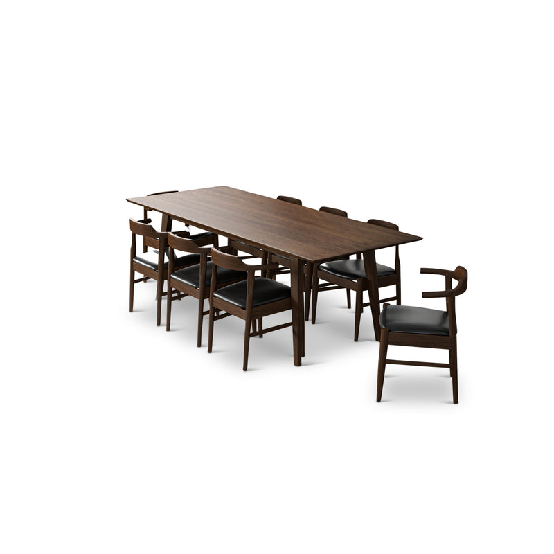 Adira XL Walnut Dining Set - 6 Zola Black Leather Chairs | MidinMod | TX | Best Furniture stores in Houston
