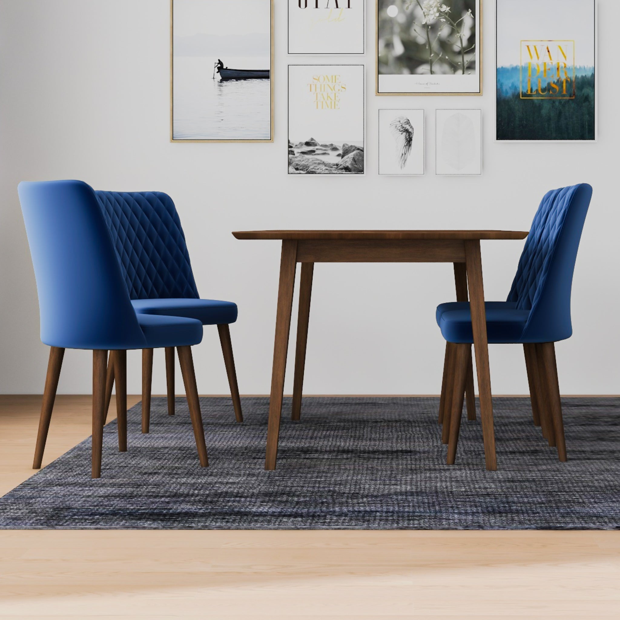 Navy velvet dining 2025 bench