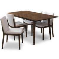 Adira Large Walnut Dining Set - 4 Virginia Beige Chairs | TX | Best Furniture stores in Houston