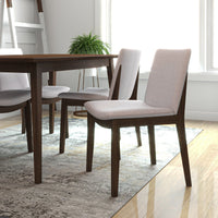 Adira Large Walnut Dining Set - 4 Virginia Beige Chairs | TX | Best Furniture stores in Houston