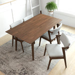 Adira Large Walnut Dining Set - 4 Ricco Light Grey Chairs | MidinMod | TX | Best Furniture stores in Houston