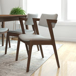 Adira Large Walnut Dining Set - 4 Ricco Light Grey Chairs | MidinMod | TX | Best Furniture stores in Houston