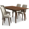Alpine Large Walnut Dining Set - 4 Evette Beige Velvet Chairs | MidinMod | TX | Best Furniture stores in Houston