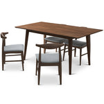 Adira Large Walnut Dining Set - 4 Winston Grey Chairs | MidinMod | TX | Best Furniture stores in Houston