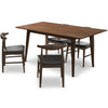 Adira Large Walnut Dining Set - 4 Winston Black Leather Chairs | MidinMod | TX | Best Furniture stores in Houston