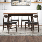 Adira Large Walnut Dining Set - 4 Winston Black Leather Chairs | MidinMod | TX | Best Furniture stores in Houston