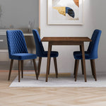 Alpine Small Walnut Dining Set - 4 Evette Blue Velvet Chairs | MidinMod | TX | Best Furniture stores in Houston