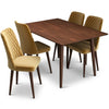 Alpine Small Walnut Dining Set - 4 Evette Gold Velvet Chairs | MidinMod | TX | Best Furniture stores in Houston
