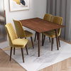 Alpine Small Walnut Dining Set - 4 Evette Gold Velvet Chairs | MidinMod | TX | Best Furniture stores in Houston