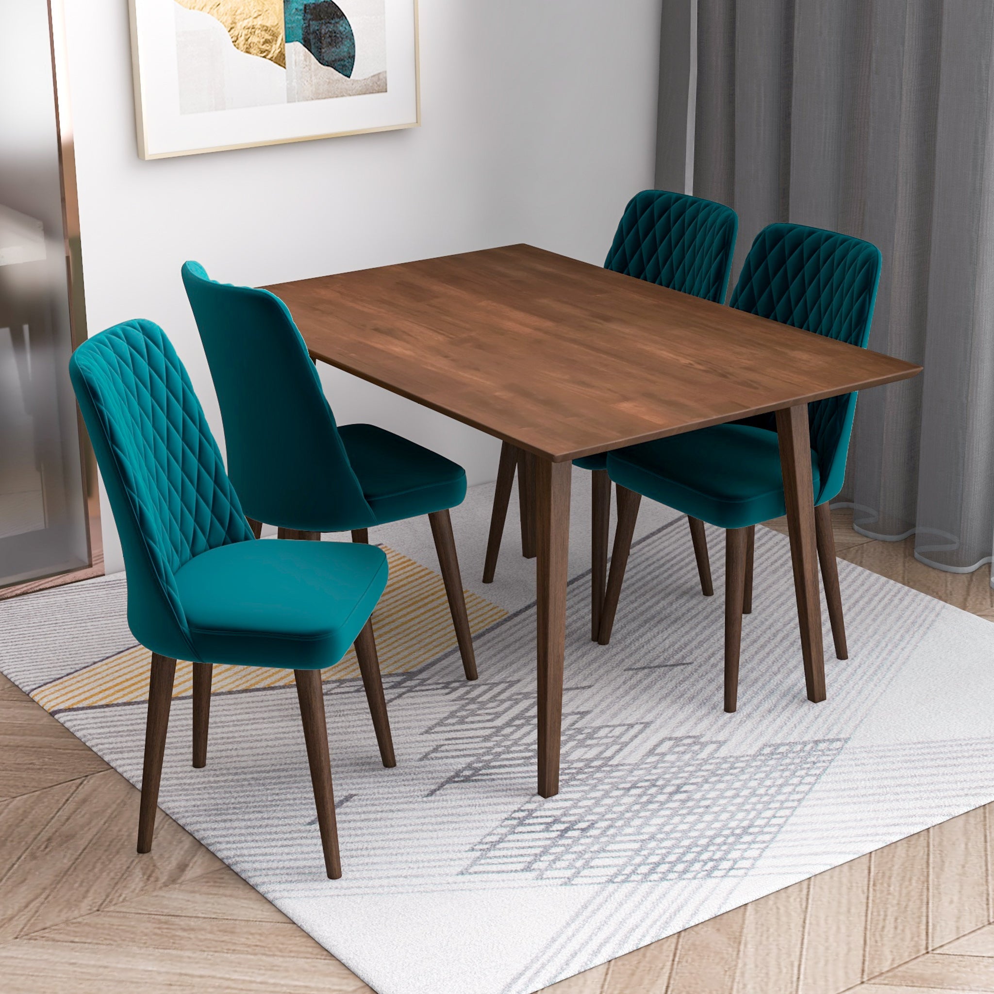 Teal dining room cheap chairs set of 4